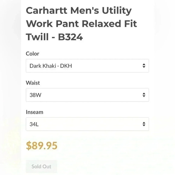 Carhartt Men’s Twill Carpenter Pants Relaxed  Fit 38x34 - Picture 3 of 4